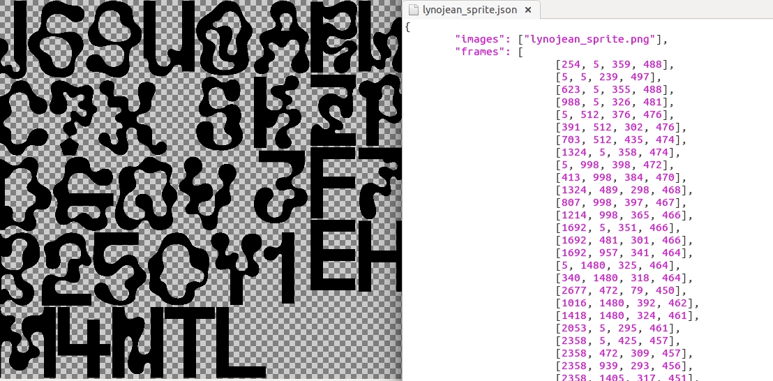 screenshot spritesheet and json-file
