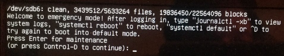 Ubuntu stuck in emergency mode journalctl -xb